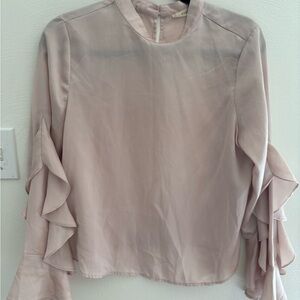 Elodie Women's Pink Ruffle Sleeve Blouse - Size S